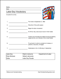 Learn About Labor Day With Free Printables Elementary Worksheets Vocabulary Worksheets Vocabulary