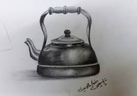 Tea Pot Pencil Drawing Metal Shading Arts Trianing Pencil Drawings Metal Drawing Tea Kettle
