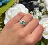 Pear Paraiba Tourmaline Engagement Ring: Halo CZ, Sterling Silver
