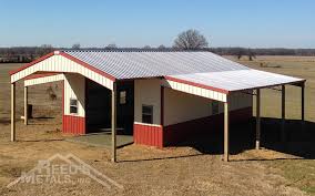 Pole barn kits are becoming very popular because they are able to provide additional storage space and because they. Red Ivory Galvalume Enclosed Pole Barn Reed S Metals