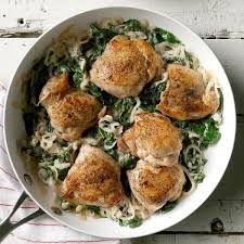 Chicken Thighs With Shallots Spinach Recipe Diabetic Friendly Dinner Recipes Recipes Chicken Recipes