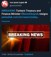 A twitter account associated with albayrak was locked which furthered this speculation. Berat Albayrak Istifa Etti Iste Perde Arkasi