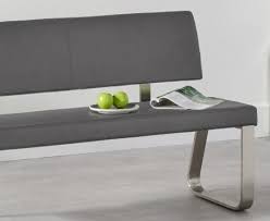 Shop for faux leather bench online at target. Medium Grey Faux Leather Dining Table Backed Bench Homegenies