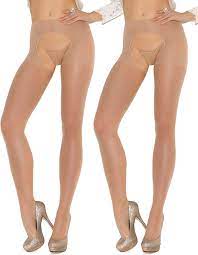 Angelique Womens Sexy Sheer Nude Crotchless Pantyhose Hosiery Stockings  Beige Tights- 2 pack: Clothing, Shoes & Jewelry - Amazon.com