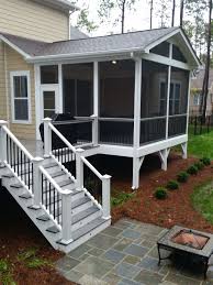 Fire pit on trex deck. Classic Screened Porch With Trex Deck And Bluestone Patio Deckscapes