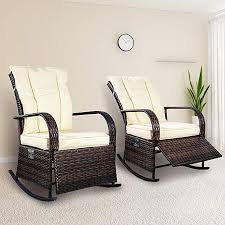 amazon com set of 2 indoor outdoor pe wicker rocking chair porch garden lawn deck auto adjusta rocking chair porch wicker rocking chair garden rocking chair