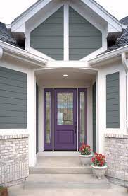 This is the color i painted the upstairs wood floor at the farmhouse) sw 7669 summit gray. 31 Houses With Purple Front Entry Door Ideas Sebring Design Build