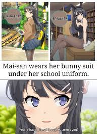 Anime Memes On Twitter Don T Ask Why I Was Staring At Mai San S Thighs So Intently See more of anime memes on facebook. anime memes on twitter don t ask why