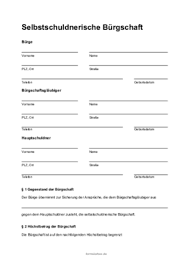 Darauf müssen sie bei den daten und den anlagen achten. Selbstschuldnerische Burgschaft Pdf Pdf Vorlage Zum Ausdrucken