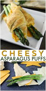 Cheesy Asparagus Puffs Are A Quick Appetizer Or Side Dish Fresh Asparagus Wrapped Up With Provolone And Ched Quick Appetizers Asparagus Wraps Crescent Recipes