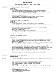 Warehouse Shipping Resume Samples Velvet Jobs