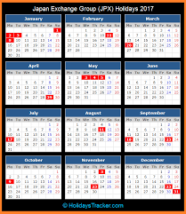 Japan Exchange Group Jpx Holidays 2017 Holidays Tracker
