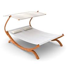 Ampel 24 Bain De Soleil Chaise Longue Panama Blanche Avec Marquise Reglable Transat Pour 2 Personnes 230 Bain De Soleil Chaise De Jardin Jardins En Bois
