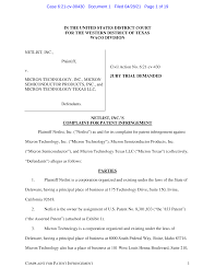1 IN THE UNITED STATES DISTRICT COURT FOR THE WESTERN DISTRICT OF TEXAS  WACO DIVISION NETLIST, INC., Plaintiff, v. MICRON TECHNO