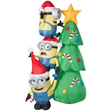 When it comes to christmas decorations for your yard, we say go big with a giant greeting card. Universal 6 Ft Inflatable Minions Decorating Christmas Tree The Home Depot Canada