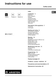 Nespresso compatible coffee machine ukeg co2 problems. Ariston Mca 15 Na Operating Instructions Manualzz