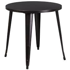 Black Metal 30 Inch Round Indoor Outdoor Cafe Table Bistro Table Outdoor Metal Round Dining Table Industrial Style Table
