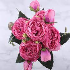 Pink peony flowers for sale. 30cm Rose Pink Silk Peony Artificial Flowers Bouquet 5 Big Head And 4 Bud Cheap Fake Flowers For Home Wedding Decoration Indoor Artificial Dried Flowers Aliexpress