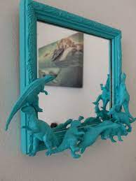Teal Blue Dinosaur Mirror Kid Room Decor Diy Painting Dinosaur Room