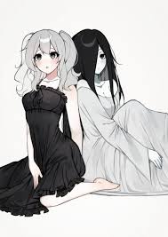 original, white dress, crossover, multiple girls, white hair - Anime R34