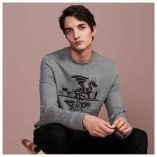 Ex Libris Dragon Crewneck Sweater With Leather Patch Detail Hermes Usa Crew Neck Sweater Long Sleeve Tshirt Men Men Sweater
