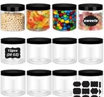Amazon.com: LOSYHU Round Plastic PET Storage Jars Clear Plastic Jars With  Lids 20 Oz Clear PET Plastic Jars with Lids Refillable Storage Jar for ...