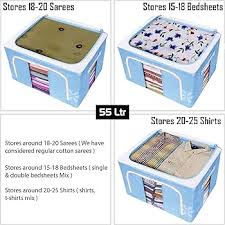 AR Mall Foldable Clothes Living Box Combo Wardrobe Organizer Fabric Storage  Boxes for Clothes, Saree Cover, Blanket Bag, 55L, Multi Colour, Multi  Design (55L) : Amazon.in: Home & Kitchen