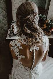 Half Up Hairstyle Idea Braided Updo And Loose Curls The Moody Blue Cute Hairstyles For Short Hair Wedding Hair And Makeup Undercut Hairstyles