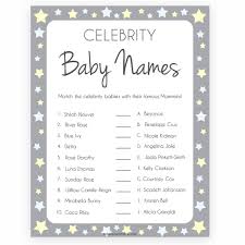 Give each person a piece of paper with the alphabet printed down the left side of the paper. Match The Celebrity Baby Names Grey Stars Printable Baby Shower Games Ohhappyprintables