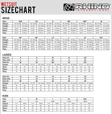 Rhino Wetsuit Size Chart 360guide