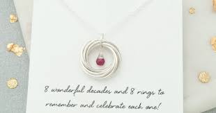 80th birthdays are birthdays to remember! 80th Birthday Gift For Her 80th Birthday Birthstone Necklace 80th Birthday Gift For Grandma 80th Birthday Jewelry 80th Keepsake 8 Rings