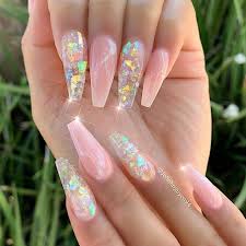 People do grow their nails out to a good length for this and then have them shaped, but this is a far easier style to achieve. Summer Trendy Popular Acrylic Nails Coffin Clear Acrylic Nails Summer Acrylic Nails Summer Nails Acrylic Nails Coffin Pink
