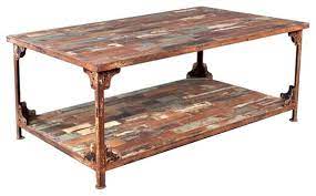 A wrought iron coffee table is sometimes a clear choice. Distressed Reclaimed Wood Wrought Iron Industrial Rustic Coffee Table Farmhouse Coffee Tables By Sierra Living Concepts Houzz