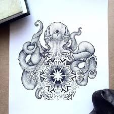 Lovely mandala flower with tiny hearts tattoo on shoulder. Small Dotwork Octopus Embracing Mandala Flower Tattoo Design Tattooimages Biz