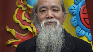 Happy old man from Asia stock video. Video of care, beard