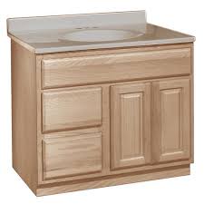 Pace Series 36 X 21 Unfinished Oak Vanity With Drawers On Left Vanity Bathroom Vanity Cabinets Drawers
