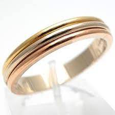 Cartier Mens Tri Color Band Ring Solid 18k Gold Sz59 Eragem Cartier Mens Wedding Band Rings Mens Wedding Bands