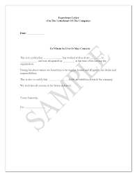 To Whomsoever It May Concern Experience Certificate Letter