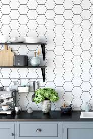 Black And White Herringbone Peel And Stick Wallpaper Peel And Stick Wallpaper With Honeycomb Pattern Black And Etsy In 2020 Kitchen Wallpaper Wallpaper Backsplash Kitchen Honeycomb Backsplash