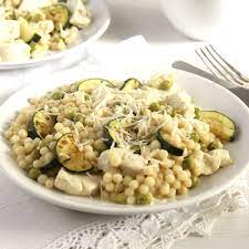 Lemon chicken stew with giant couscous. Chicken Israeli Couscous With Zucchini