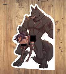 Male Werewolf HentiaLewd Enraptured Female Torn Dress Ass Slap Sticker |  eBay