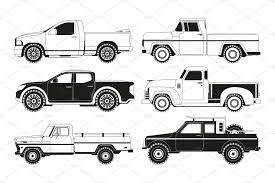 Pickup Truck Silhouettes Black Pickup Trucks Black Picture Vector Illustration