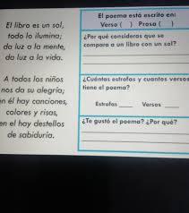Check spelling or type a new query. El Poema Esta Escrito En Verso Prosa El Libro Es Un Sol Todo Lo Ilumina Da Luz A La Brainly Lat