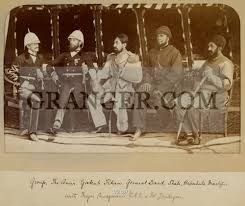 Image of BRITISH LIBRARY. - . A Group. The Amir Yakub Khan, General Daod Shah, Habeebula Moustafi, With Major Cavagnari C.S.I. & Mr Jenkyns.. Full Credit: British Library / Granger, NYC --