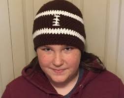 Crochet Football or Team-colors Beanie. Available in Infant, Youth or Adult  Sizes.