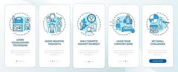 The techniques listed below, are simple things you can do to start improving your life for the better. Self Improvement Tools Blue Onboarding Mobile App Page Screen With Concepts 2213078 Vector Art At Vecteezy