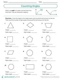 Counting Angles Worksheet Education Com Third Grade Geometry Third Grade Math Worksheets Angles Worksheet