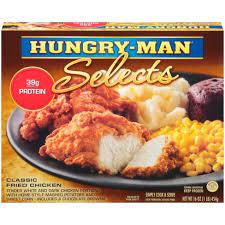 A bag of breaded chicken strips. Hungry Man Frozen Classic Fried Chicken Dinner 16oz Target