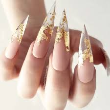 Gorgeous Nails Upgrades With Gold Foil Naildesignsjournal Com ✨ ⓘ the design in these photos are shown on medium coffin false nails.