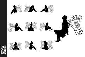 Download Sitting Fairy Silhouette Set Bundle Di 2020 PSD Mockup Templates